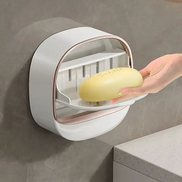 Luxury Wall Mounted Soap Box with Lid – Waterproof ABS Bathroom Holder